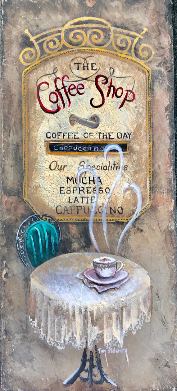 Hand Painted Slate, Kitchen Decor, Coffee Bistro Cafe