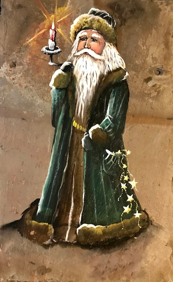 Slate Old World Santa, Belsnickle Santa, Christmas Holiday Decor, Gift for Santa Collectors