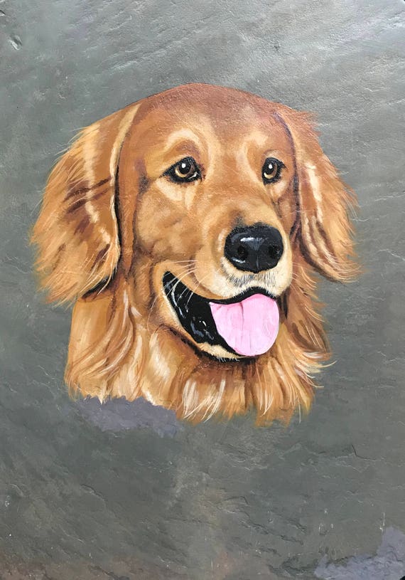 Golden Retriever Dog Slate Painting