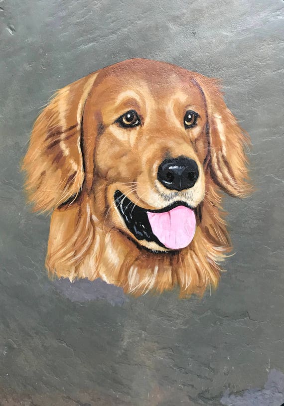 Golden Retriever Dog Slate Painting, ideal gift for dog owners and groomers