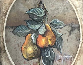 Pears Slate Painting Hand Painted, Home Decor