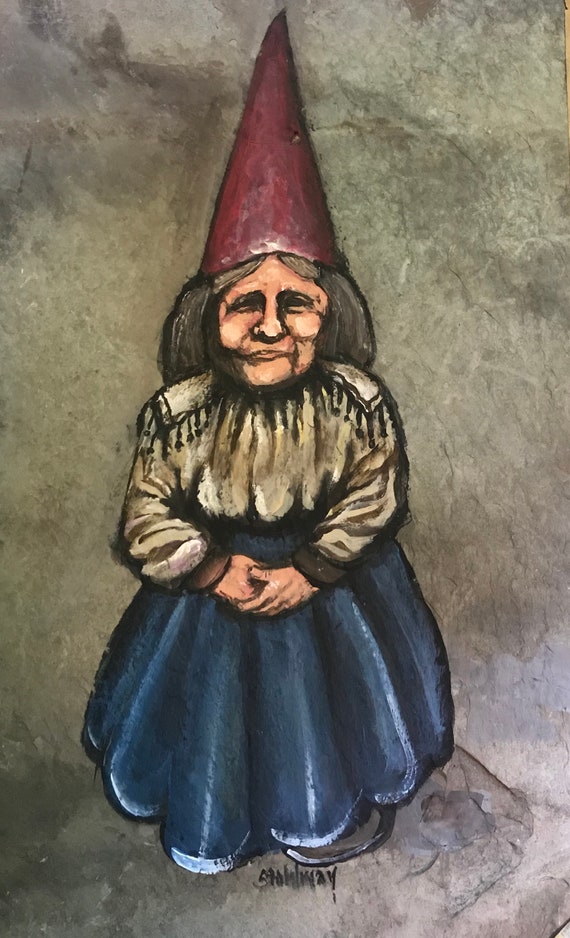 Lady Gnome Slate Painting