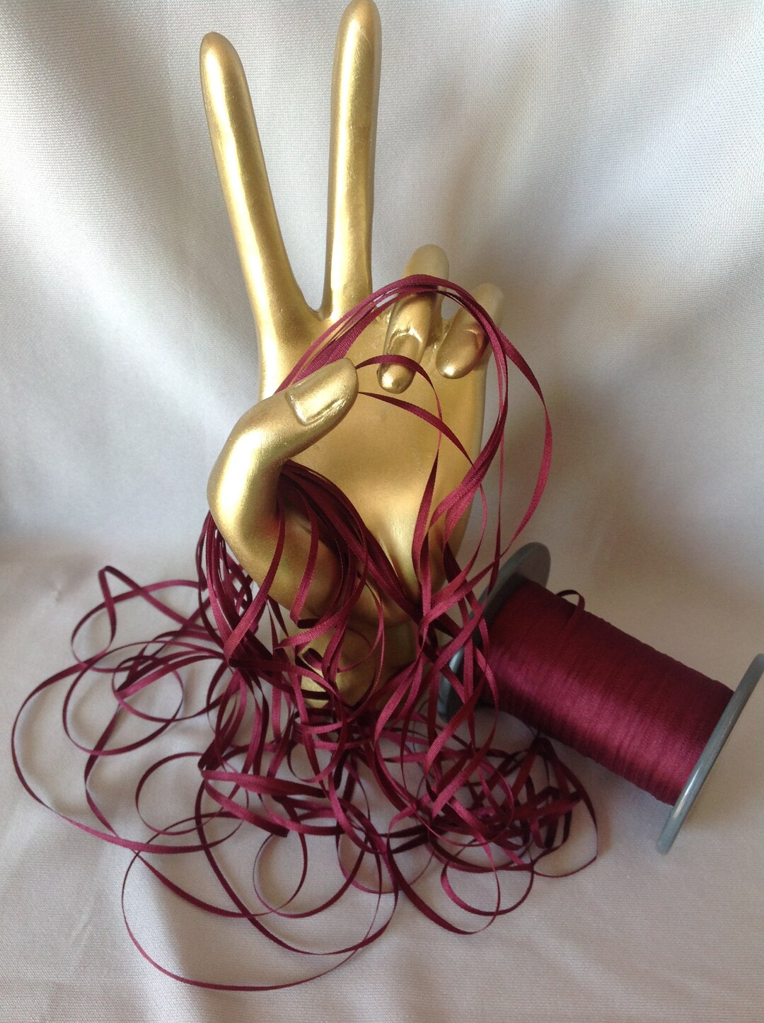 Dk Ribbon 2, & 4 Mm Silk Ribbon, DK WINE,#130, 4 or 20 Yard Cuts, 100% Silk, Made ...