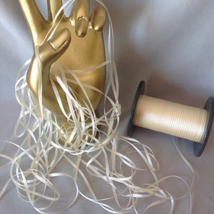 2  & 4 mm Silk Ribbon, ANTIQUE IVOR  #156,  4 or 20 yard cuts,  100% silk, Made in Japan