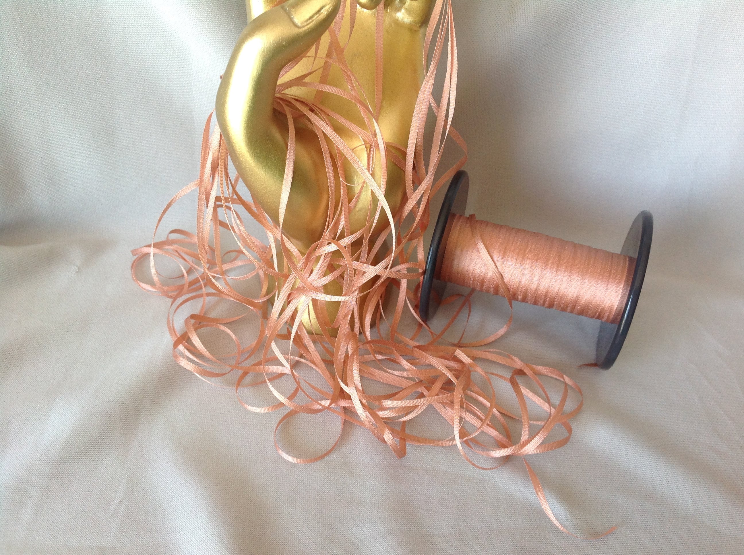 2 & 4 Mm Silk Ribbon, CAMEL #139, 4 or 20 Yard Cuts, 100