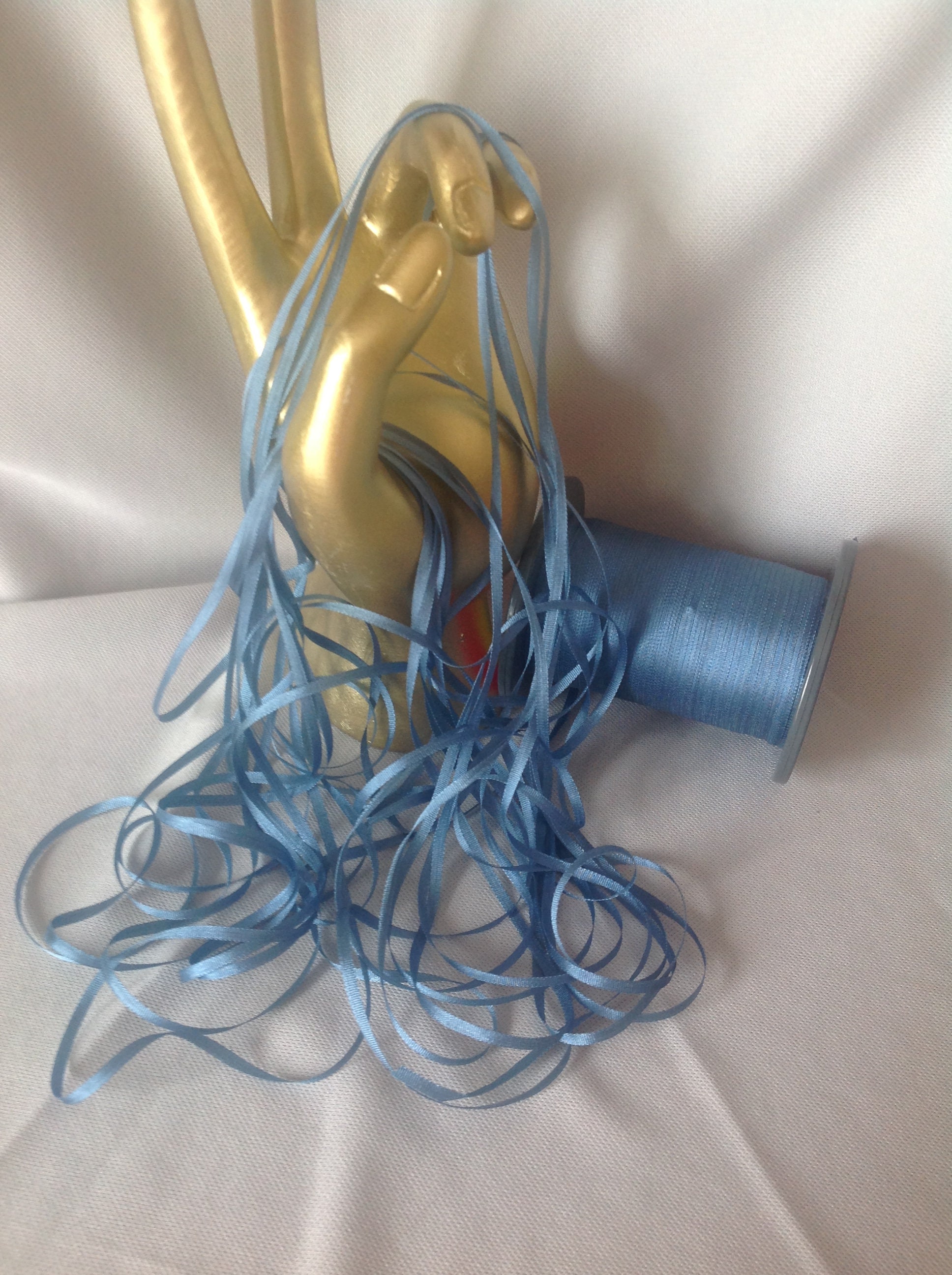 2 & 4 Mm Silk Ribbon, SLATE BLUE #46, 4 or 20 Yards Cuts, 100