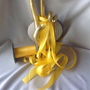 2, 4, 7,  & 13 mm, Silk ribbon, BRT YELLOW. # 1 5,  Made in Japan