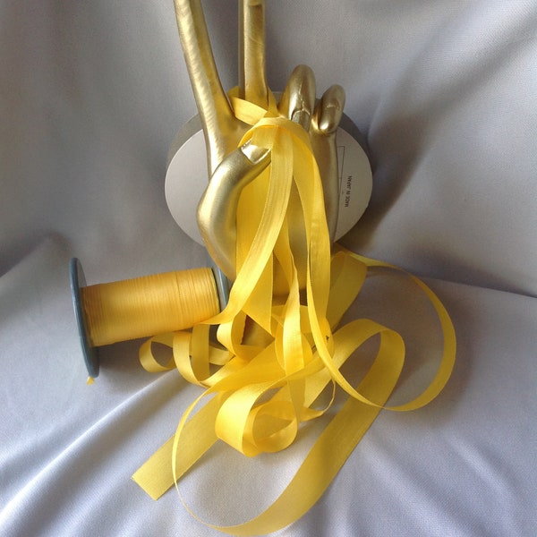 2, 4, 7mm, Silk ribbon, 4 or 20 yards, BRIGHT YELLOW,# 1 5  Made in Japan