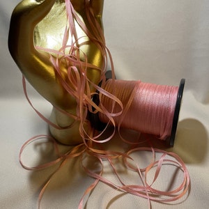 2, 4 & 7 mm silk ribbon Lt Old Rose #127, 4 or 20 yard cuts, 100% silk, made in Japan.