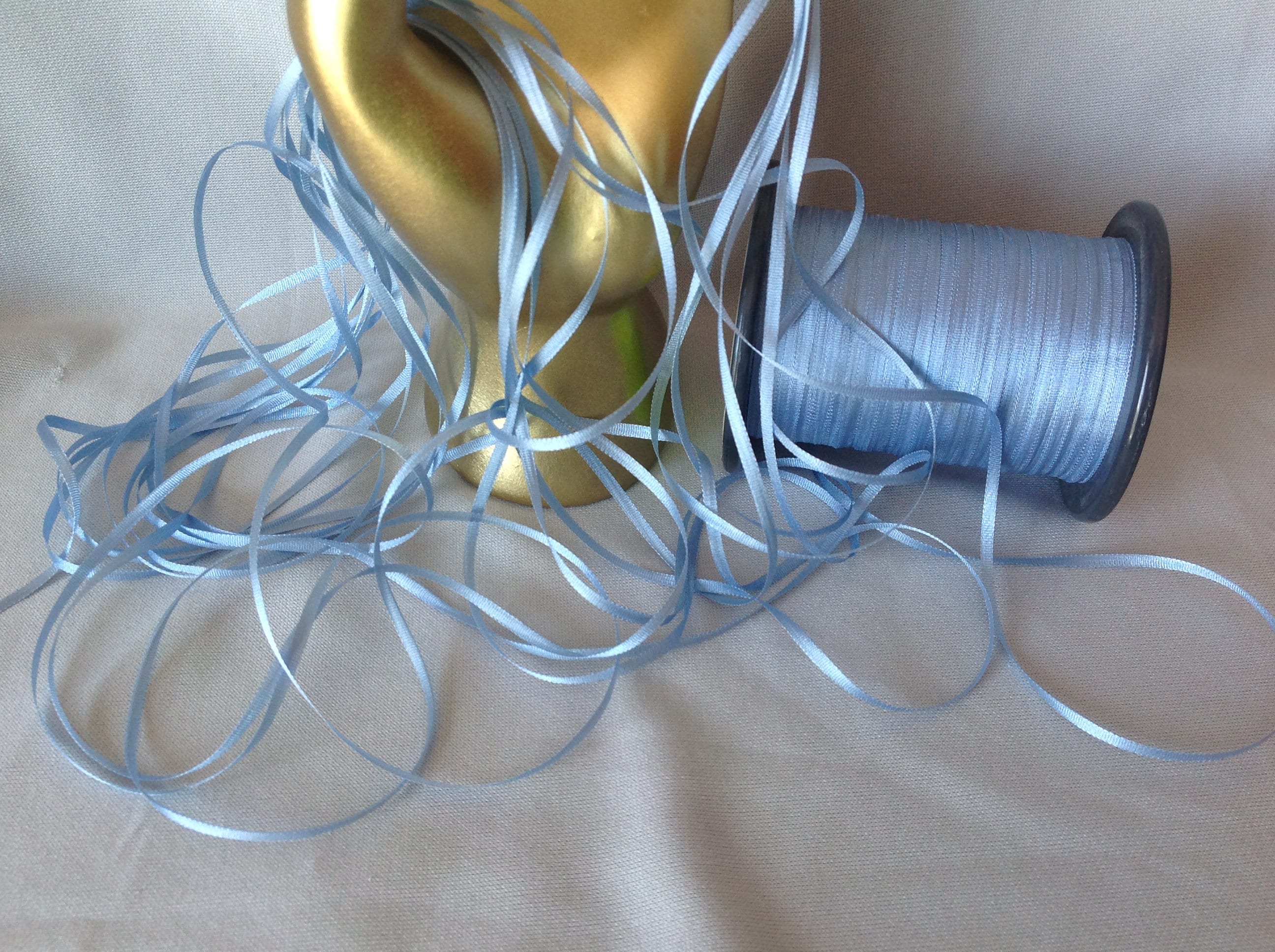 Dk Ribbon 2 & 4 Mm Silk Ribbon, DK BLUE GRAY #126, 4 or 20 Yard Cuts, 100% Silk ...