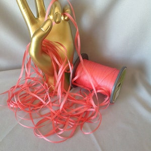 2 & 4 mm silk ribbon  SALMON #169, 4 or 20 yard cuts, 100% silk, made in JapaN.