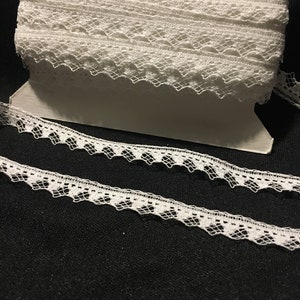 Vintage French cotton  lace, 1/4” wide, white