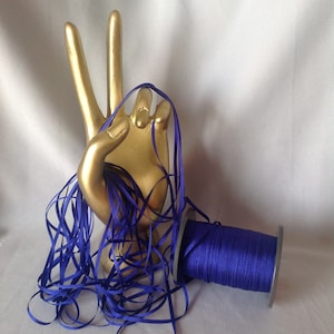 2 & 4 mm silk ribbon, ROYAL BLUE #99, 4 or 20 yard cuts, 100% silk, made in Japan.