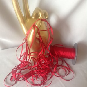 2 &  4 mm silk ribbon, DK  RED #49, 4 or 20 yard cuts, 100% silk, made in Japan.