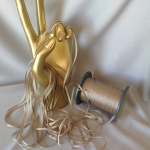 2 & 4 mm silk ribbon  PUTTY #164, 4 or 20 yard cuts, 100% silk, made in Japan.