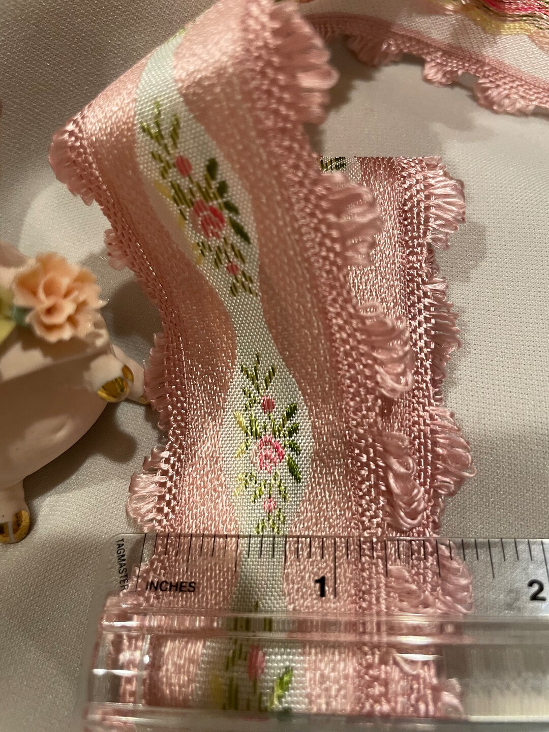 Antique Vintage French Ribbon, 1 1/2” Wide, Embroidered Ribbon, 35 ...