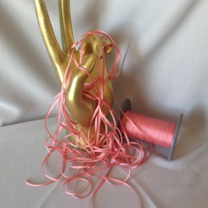 2 & 4 mm silk ribbon, DUSTY CORAL #112,  4 or 20 yard cuts, 100% silk, made in Japan.