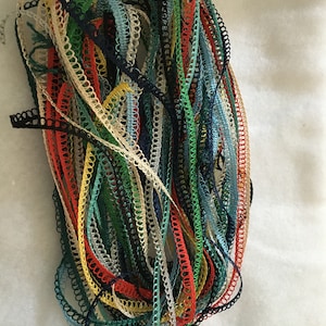 Grab Bag, Loop edge  narrow trim, 1/4&quot; wide,  10 colors, 2 yard cuts, 20 yards total, Rayon, 1/8 inch