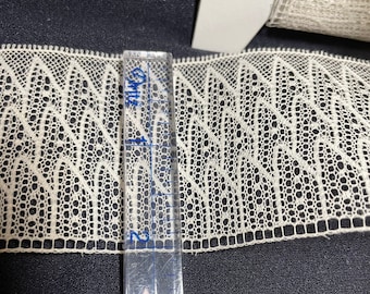 Dentelle antique vintage, insertion française, 5 cm, tout en coton, blanc cassé