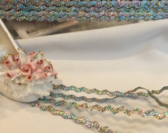Antique Vintage Metallic Trim, Rainbow RicRack, 1/4” Made in Germany, 3 yard cuts
