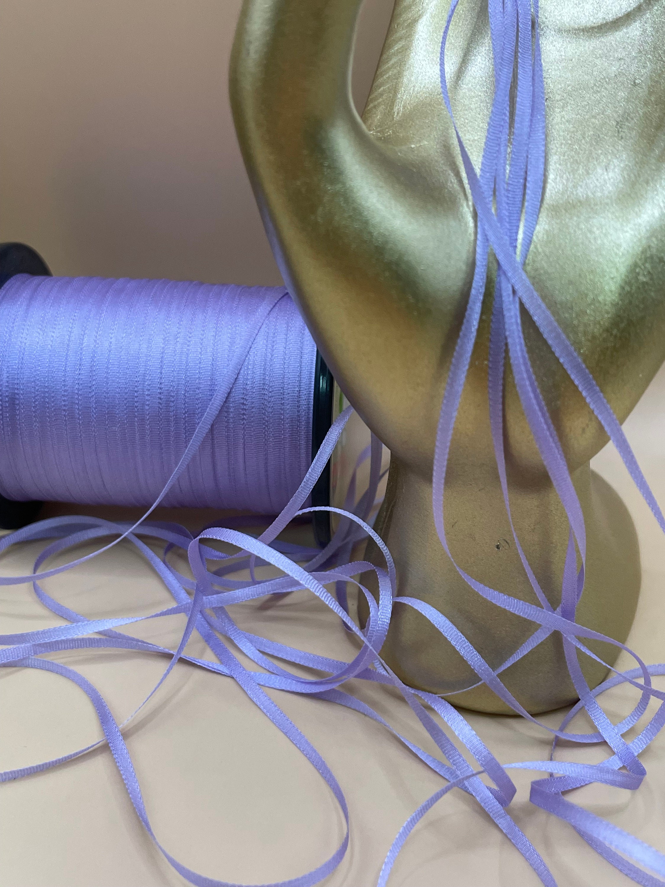 2 Mm Silk Ribbon LAVENDER #101, 4 Yard Cuts, 100% Silk, Made in