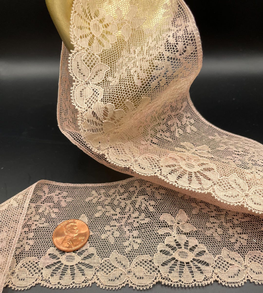 アンティーク ヴィンテージ レース、フランス製挿入、2 1/4 インチ