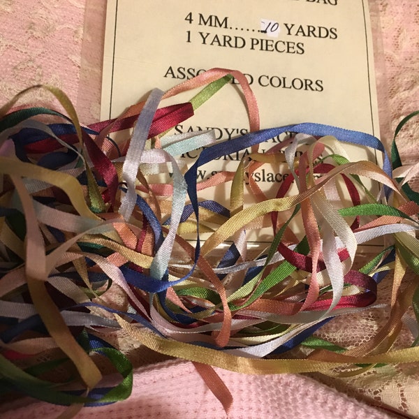 GrabBags, 4mm Silk Ribbon, Assorted  colors, 20 yard pack