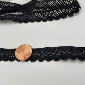 Vintage Lace, Black, 1/2”, all cotton, Made in USA