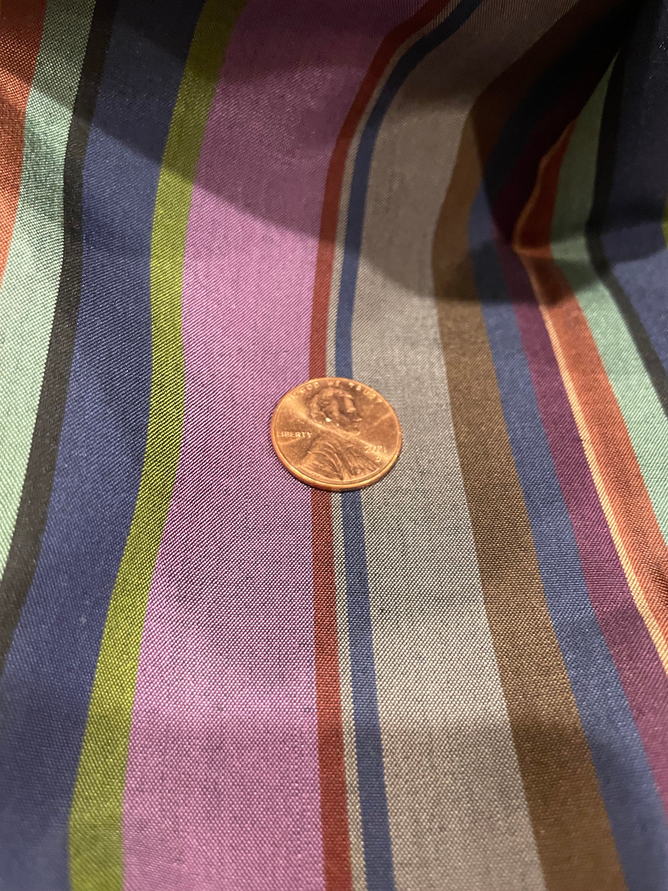 Silk Fabric Light Weight Jewel Tone Stripes Colors 45' Etsy