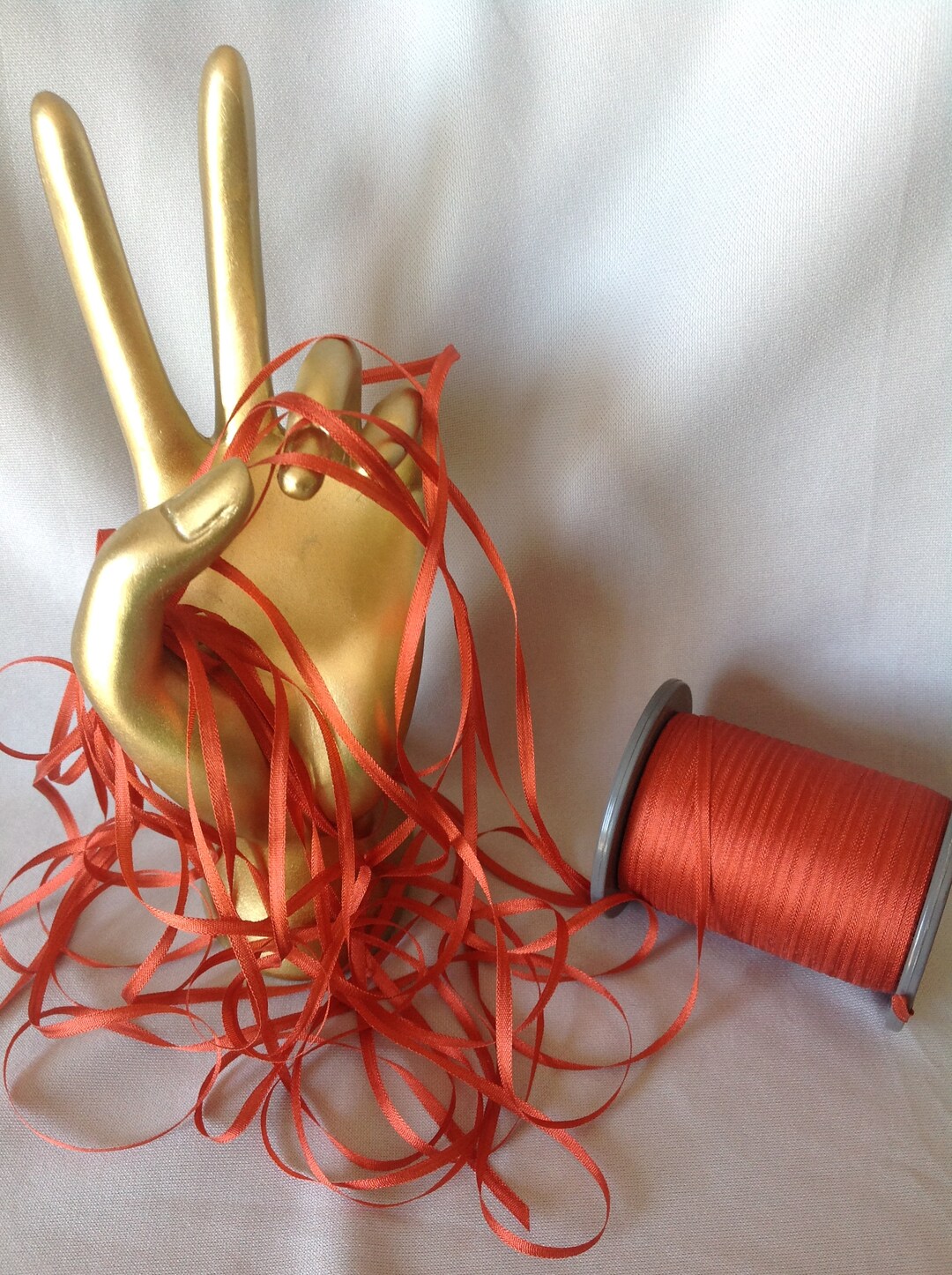 Dk Ribbon 2 & 4 Mm Silk Ribbon, DK BURNT ORANGE #109, 4 or 20 Yards Cuts, 100% ...