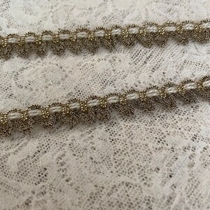 Antika vintage metalliska lister 1/2”, antikguld med vit insats, Tyskland