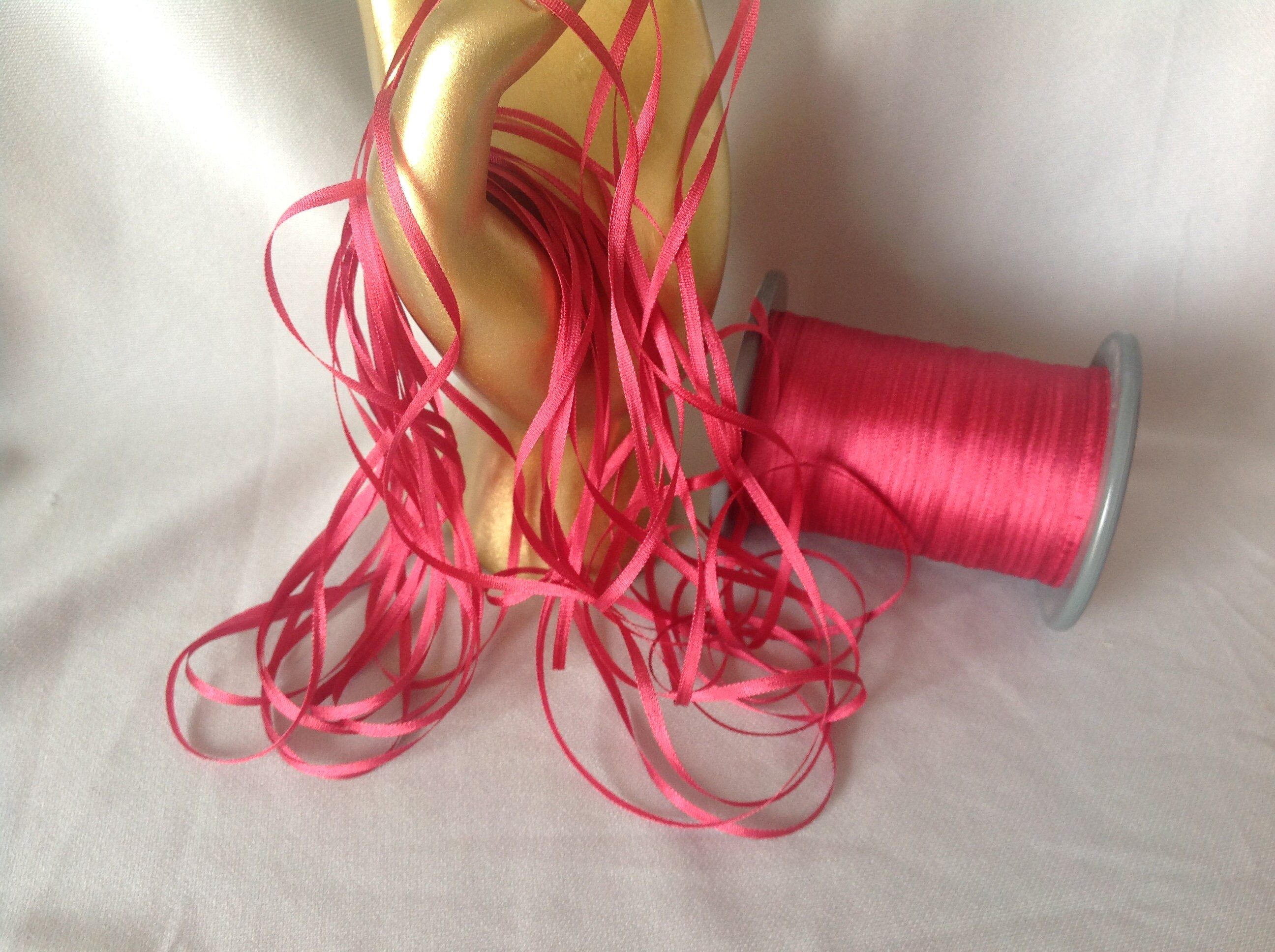 Dk Ribbon 2 & 4 Mm Silk Ribbon, DK DUSTY CORAL #92, 4 or 20 Yard Cuts, 100% Silk ...