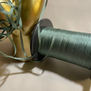 2, 4 & 7 mm silk ribbon  DK Gray Green #33, 4 or 20 yard cuts, 100% silk, made in Japan.