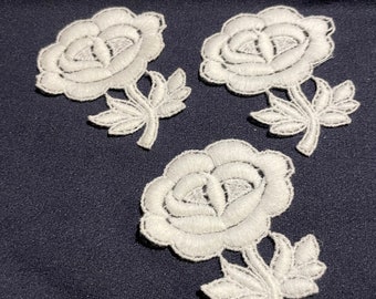 Vintage appliqué flowers, all cotton, set of 3