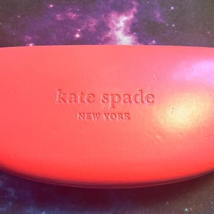 Kate Spade navy blue/ light blue sunglasses with hot pink and orange hard case Kate Spade navy blue/ light blue sunglasses with hot pink  main image 3