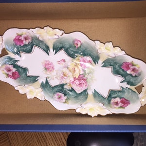 R S Prussia Lily Mold Celery/Serving Tray, Marked and Beautiful!