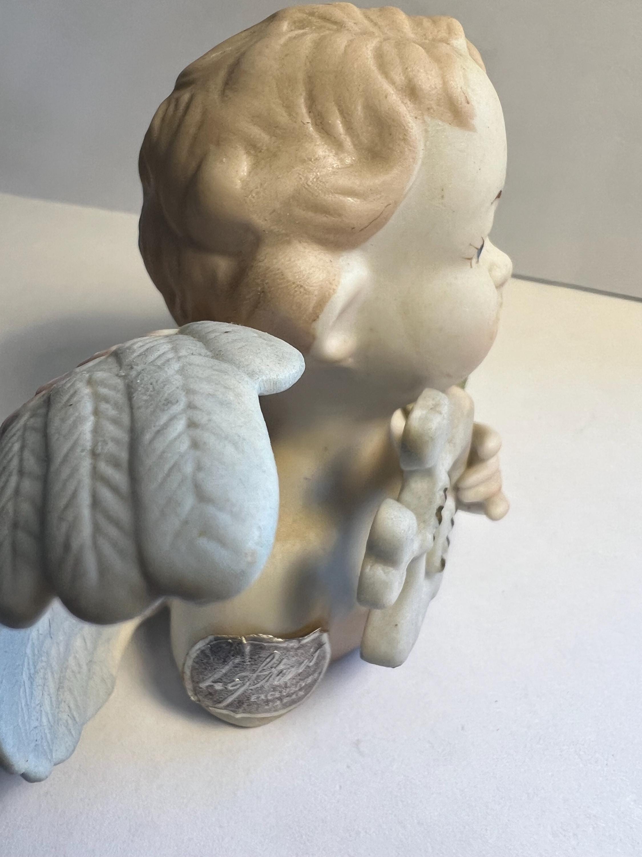 Lefton Labels Lefton Bisque Angel W/ Tiny Harp, Original Label as Shown and Lefton ...