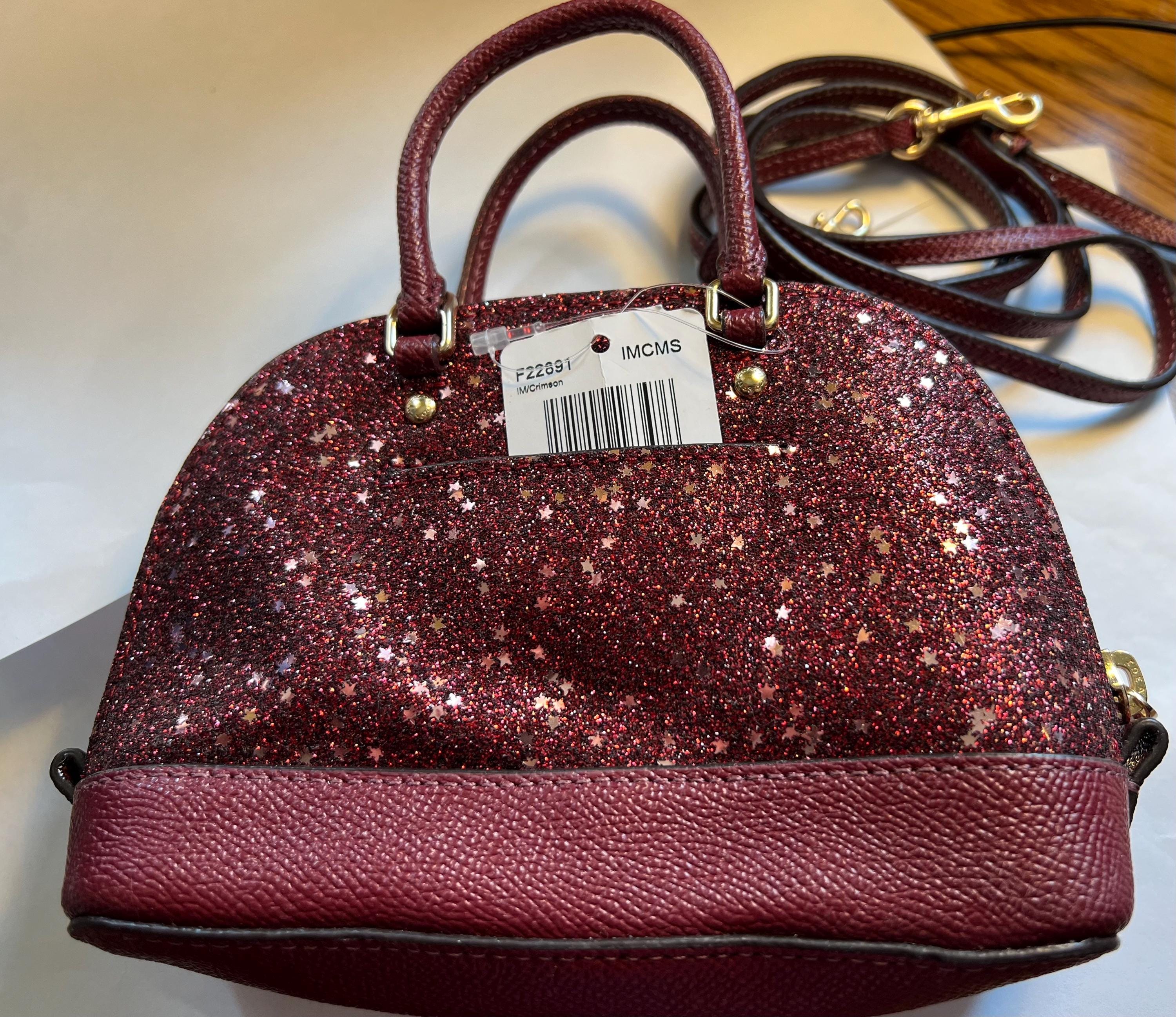 COACH グリッターミニバッグ Coach Crimson Glitter Micro Mini Sierra Bag F22891 MSRP