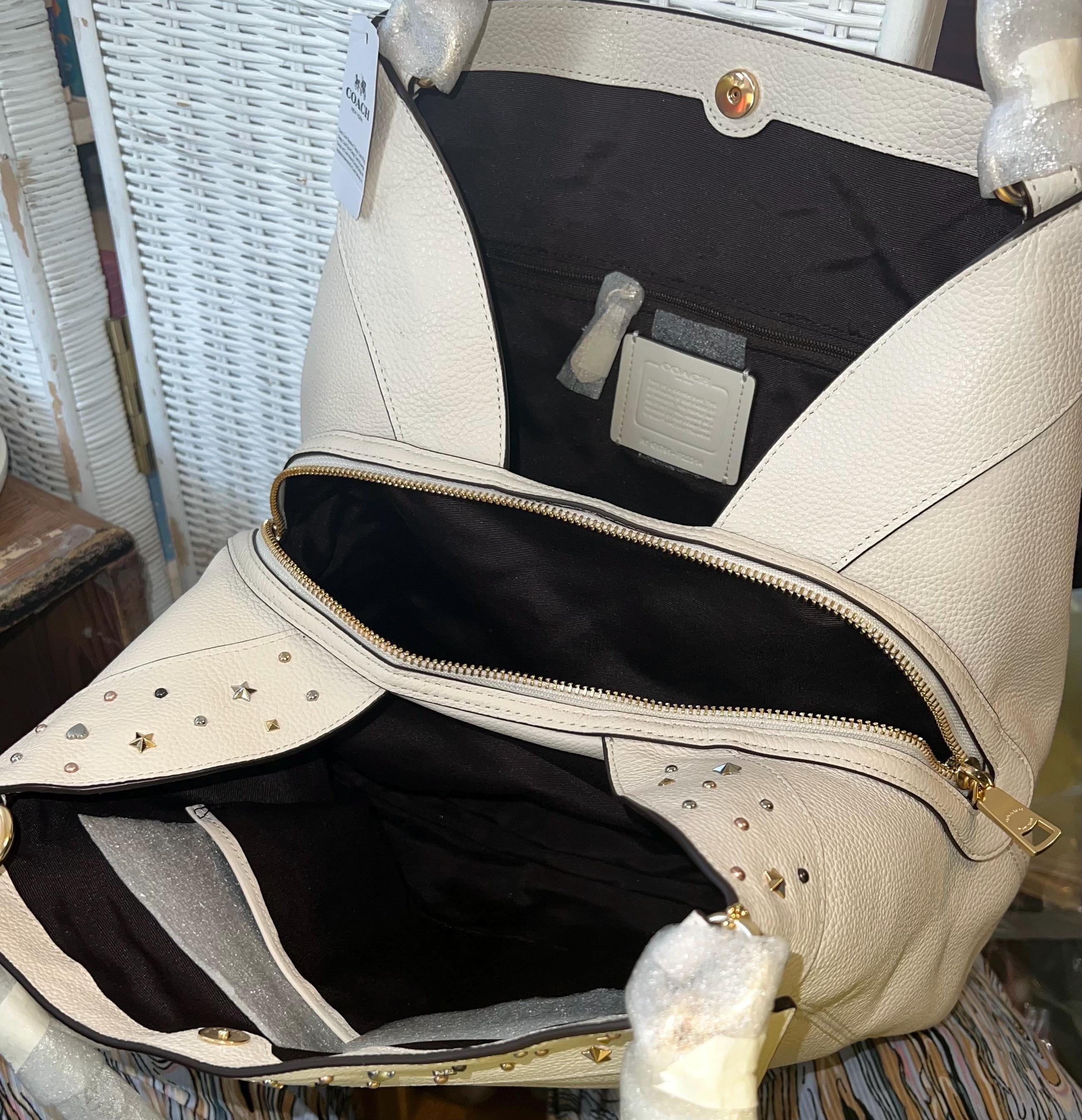 Coach Star Studded Lexy F22314 Chalk (ivory) Leather Tote Bag (NWT
