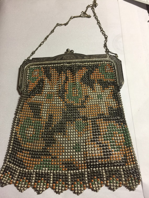 Whiting Davis Enameled Mesh Antique Purse