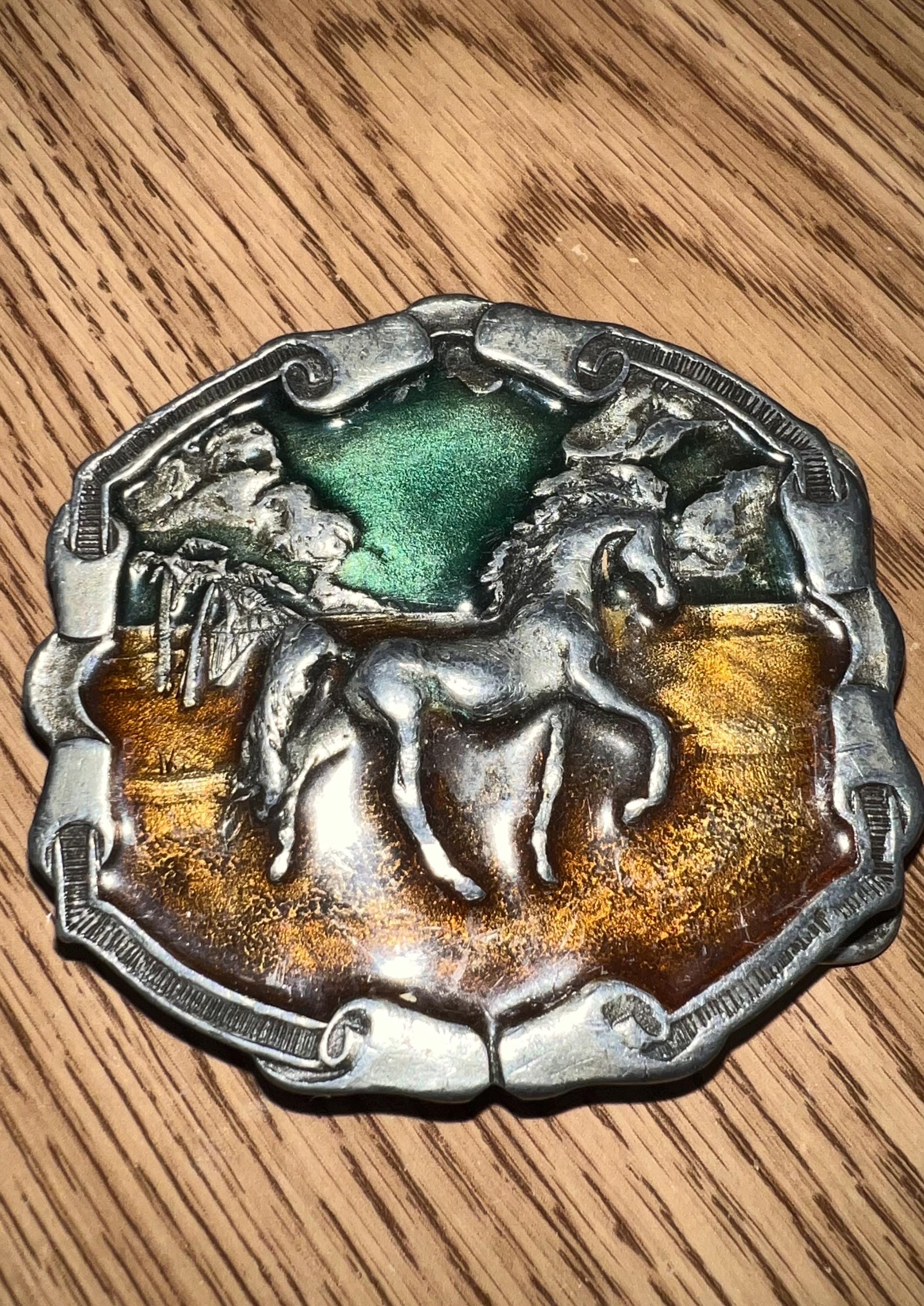 Vintage antique solid brass horse belt buckle one of a kind rare Belt, A Vintage, Buckle, Western, Brass, Horse, Vintage  main image 2