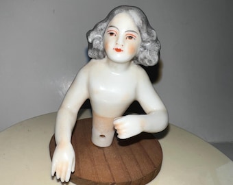 Dressel & Kister Pincushion Half Doll, Arms Away, Wood Stand (new