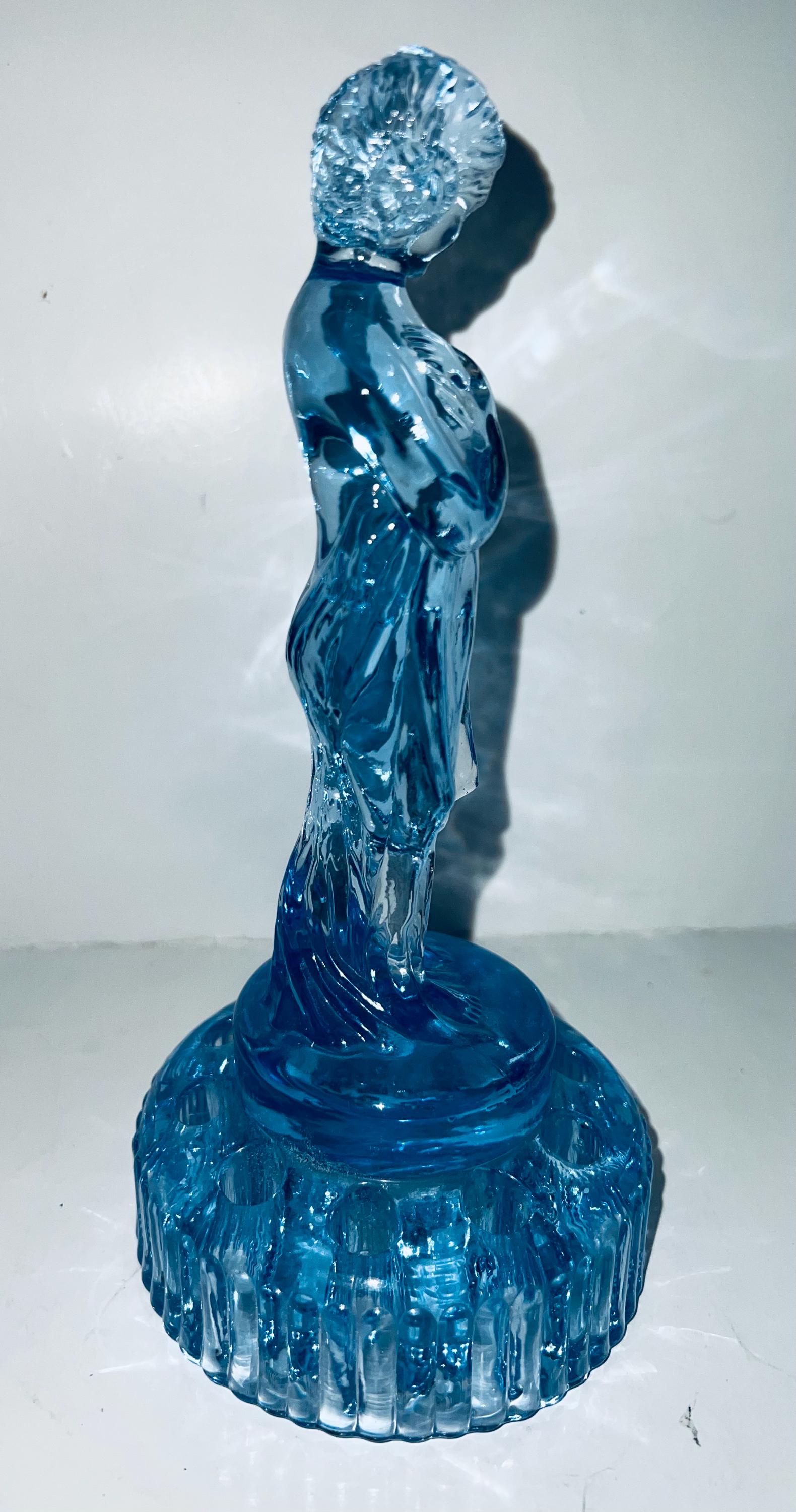 彫刻・オブジェ AUMBAK CrystalCube S Long size Lady's Vintage Amber Draped Lady Flower Frog, Cambridge Depression Glass