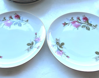 Moss Rose, 2 platos de postre de 7,5 pulgadas de Sango Japan (lote de 2 platos), ¡en perfecto estado!