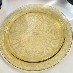 Depression Glass Amber Madrid 11.5” Cake Plate, Perfect Condition!