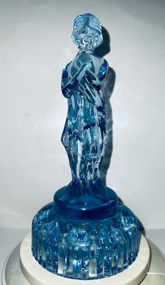 Cambridge Glass 8-1/2” Moonlight Blue Draped Lady Flower Frog