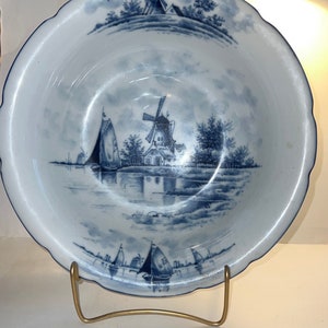 Germany German Delft 11” Bowl Rauenstein Thuringia Swaine Crossed Pipes Mark