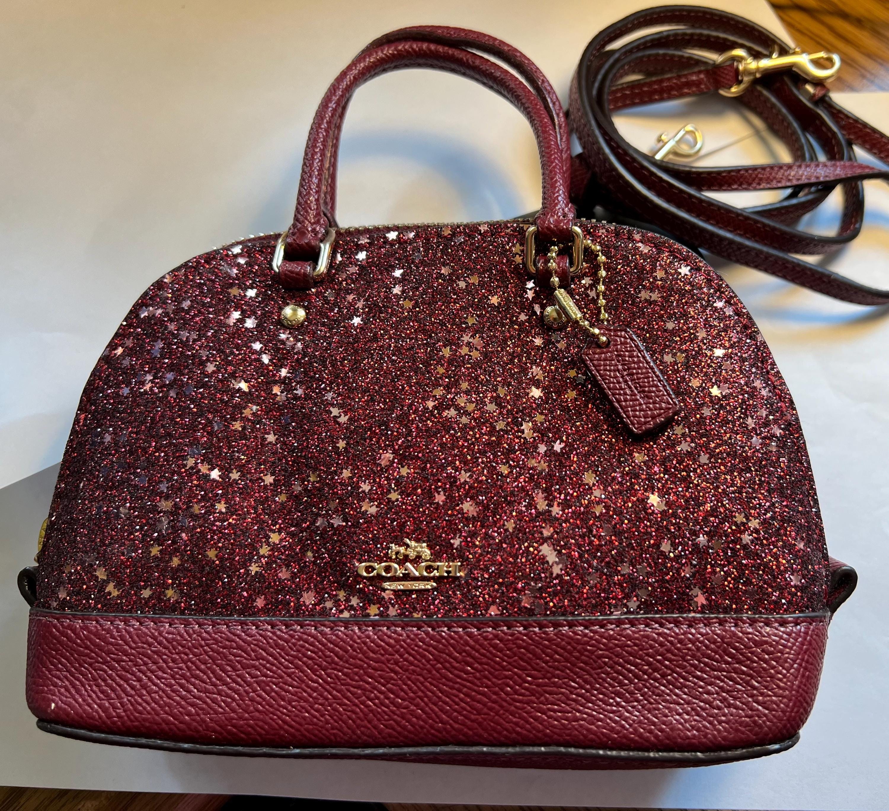 COACH グリッターミニバッグ NWT Coach Micro Mini Bennett Star Glitter Satchel Crossbody