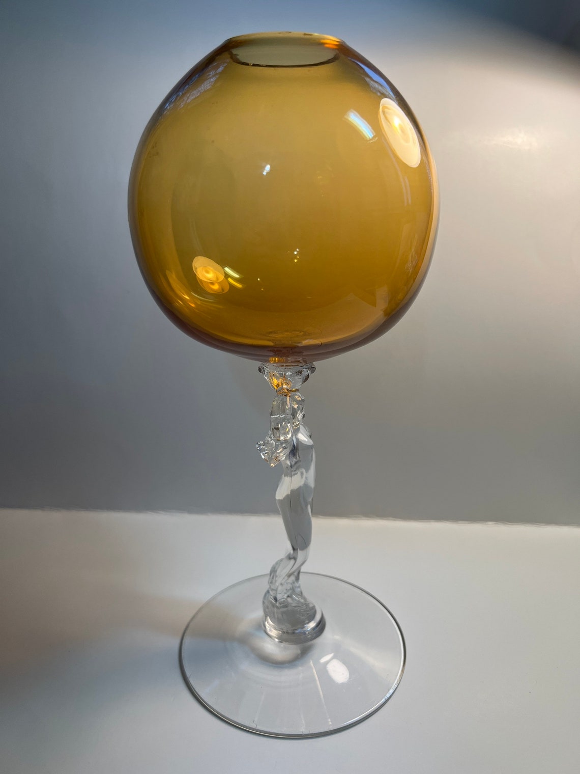 Cambridge Glass Company 3011 Statuesque Nude Stem Amber Ivy Etsy