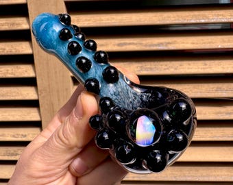 Handblown Amber Purple Glass Pipe: Heady Hippie Opal Bowl